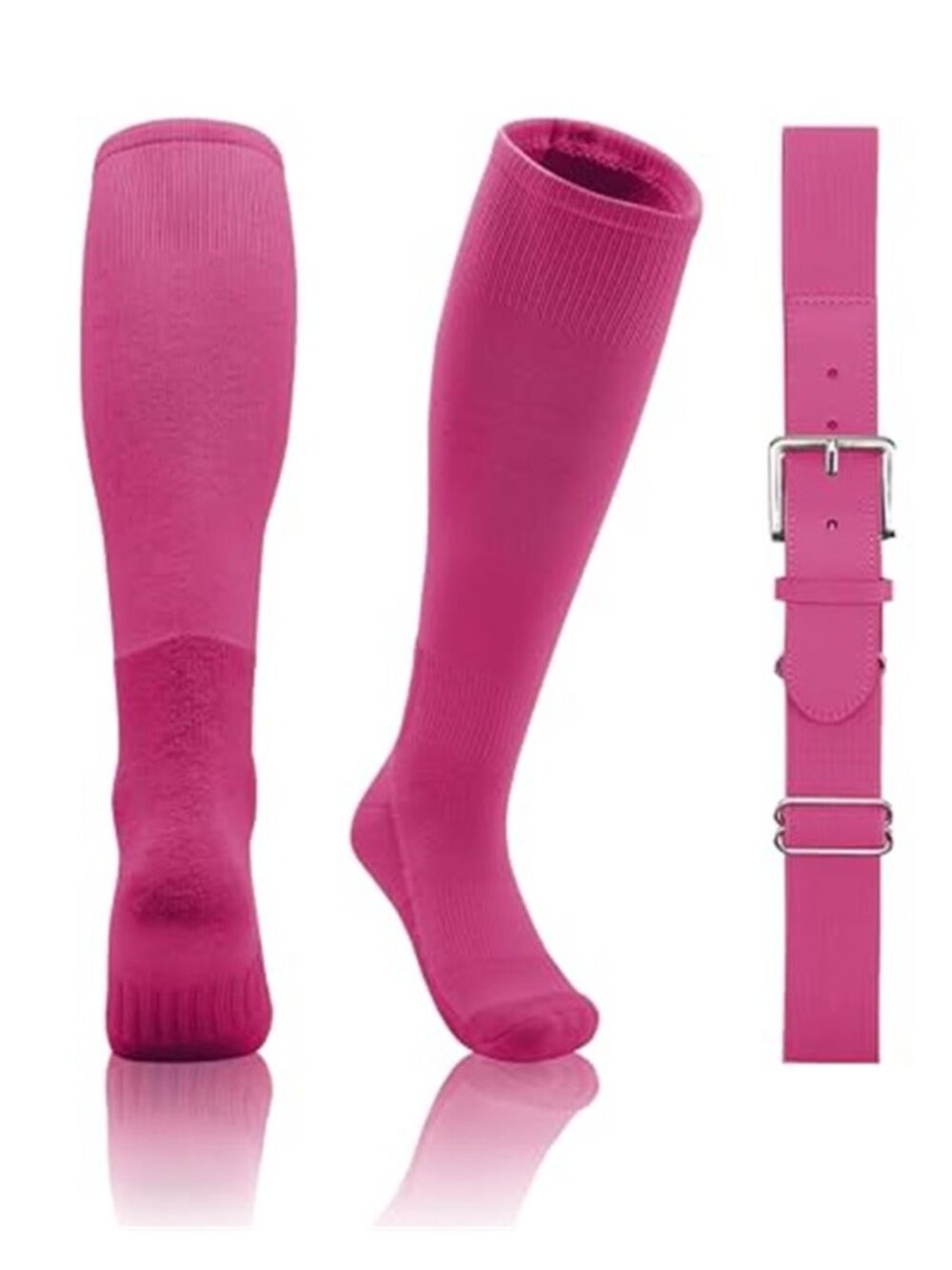 QBK 2T/3T/4T/5T Toddler Baseball Socks and Belt, 1 Pair of Socks & 1 Belt
